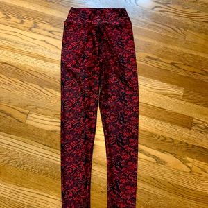Leggings red and black with high waist